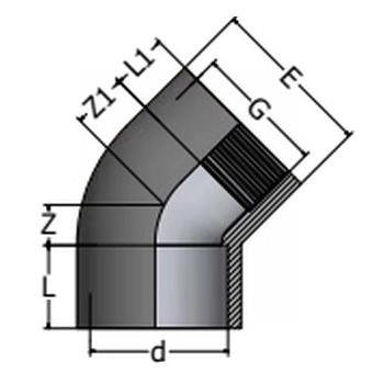 Kolano 45° kw x gw